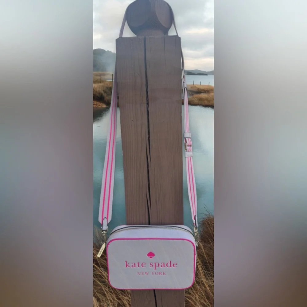 Kate Spade NEW Pink Crossbody Mini Camera Bag with Guitar Strap - Picture 3 of 16